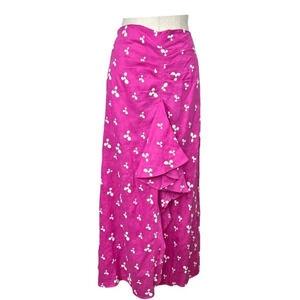 All Things Mochi Ola Maxi‎ Skirt Embroidered Ruffle Floral Pink Size Medium